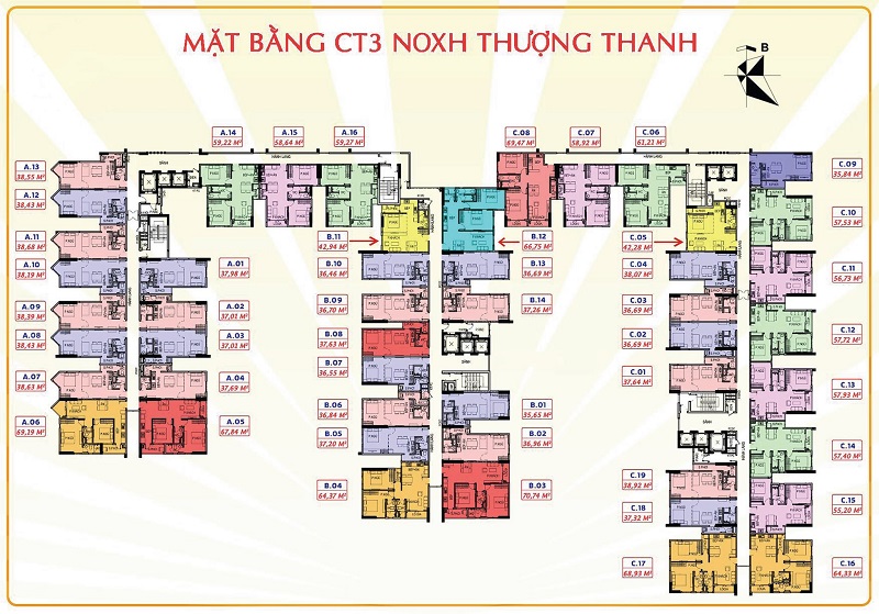  Mặt bằng CT3 Chung cư Him Lam Thượng Thanh 