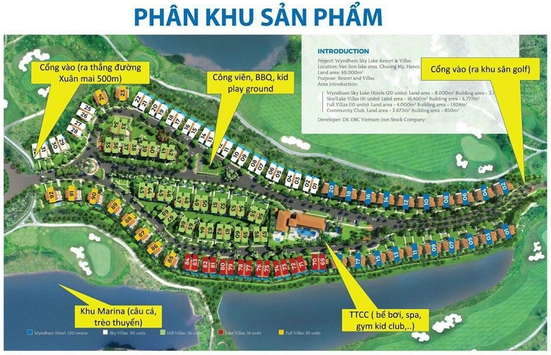 Mặt bằng phân lô Wyndham Sky Lake Resort Chương Mỹ