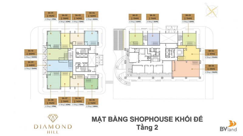 Mặt bằng Shophouse tầng 2 Tháp đôi Bách Việt Xương Giang 