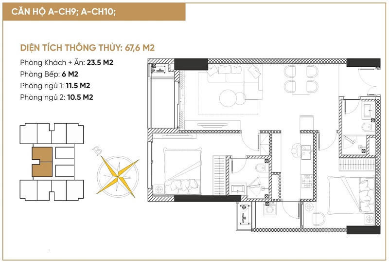  Thiết kế 2 căn hộ 2 ngủ tháp đôi bách việt diamond hill 