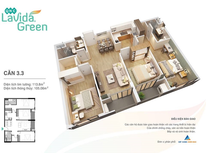 Thiết kế căn hộ 3.3 Lavida Green